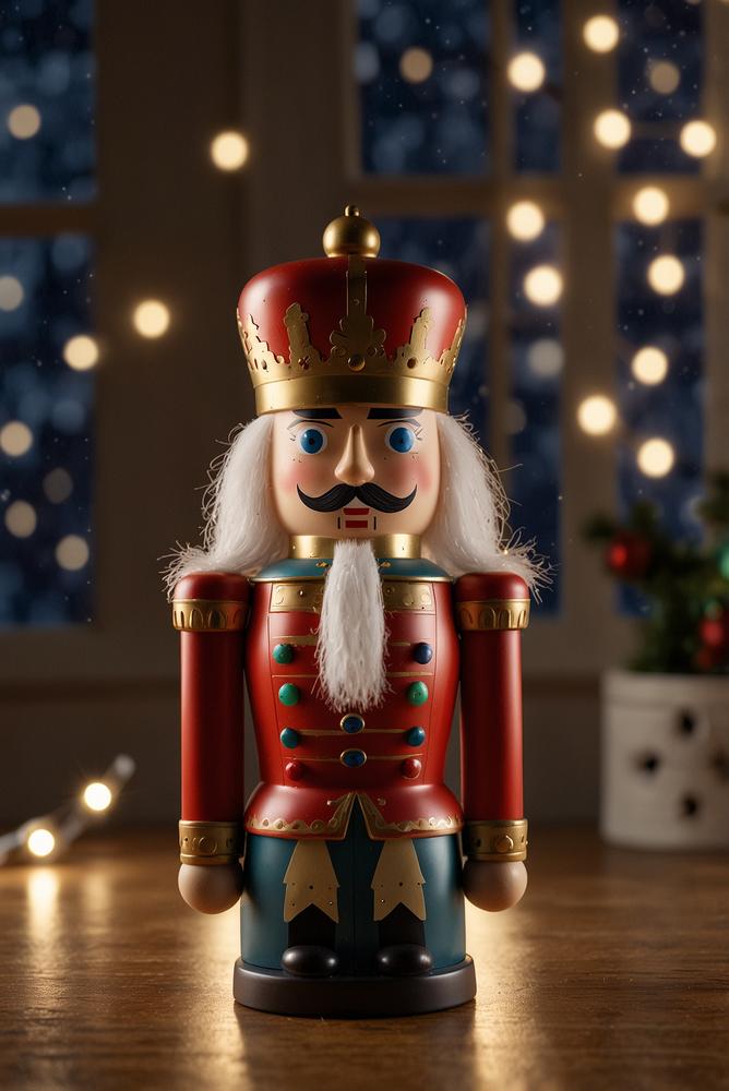 Kinderzimmer mit leuchtenden Nussknackern in Weihnachtsnacht