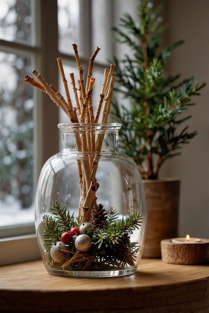 Mini-Tannenarrangement mit Raumduft und Tannengrün zur Weihnachtszeit