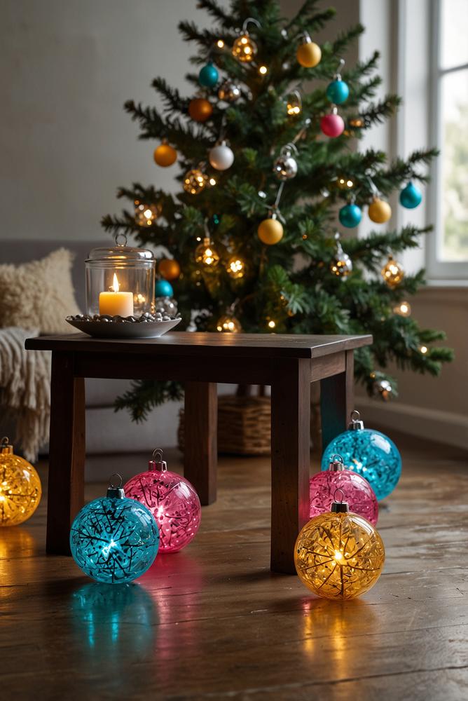 Mini-Tischbaum mit bunter 80er-Lichterkette