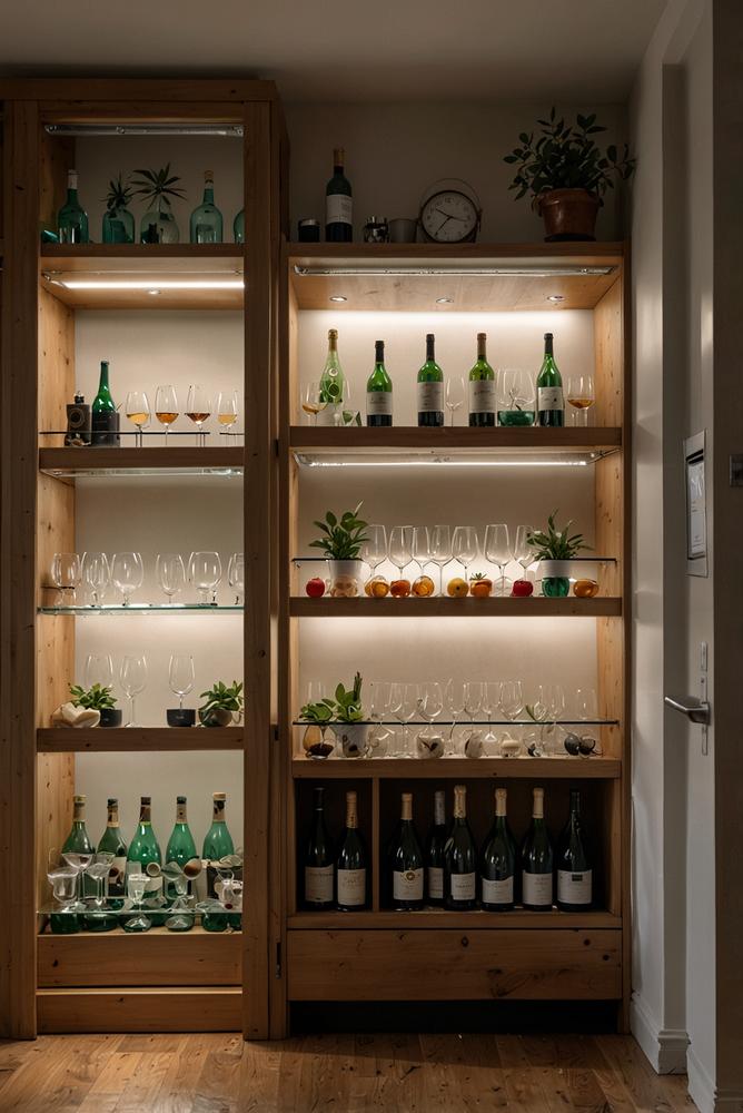 Platzsparende Minibar im Regal für Silvester