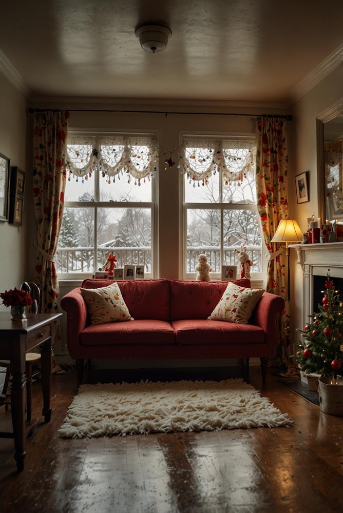 Nostalgische Weihnachtsgirlande aus Postkarten und Spitze