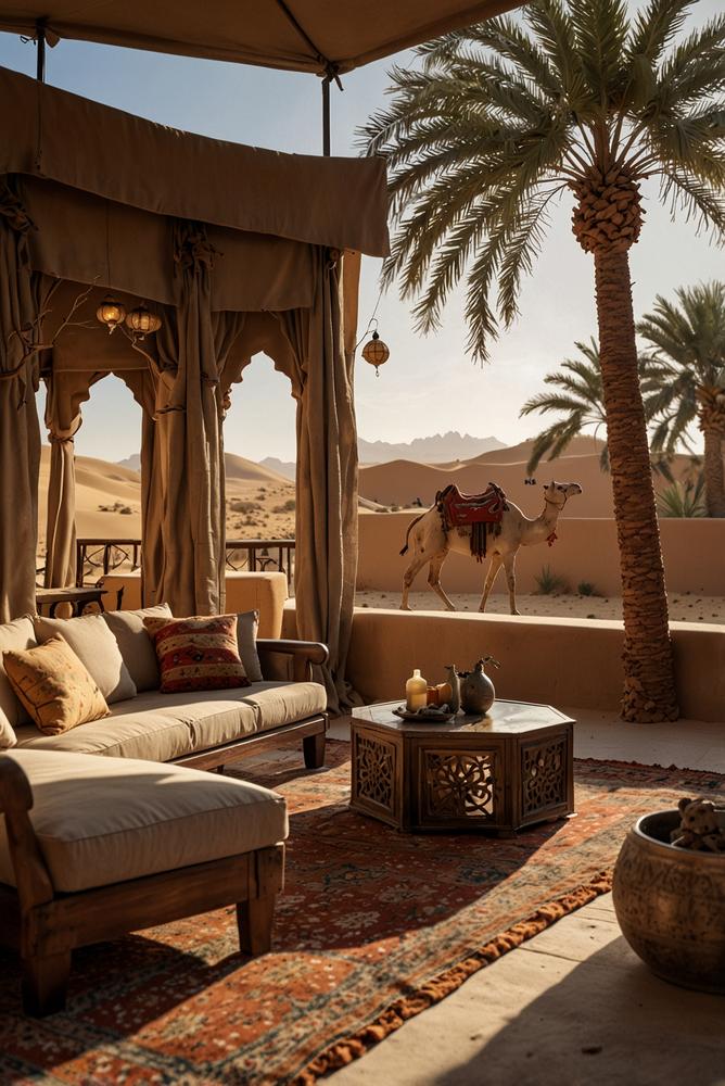 Orientalische Krippenlandschaft mit Kamelkarawane hell und einladend