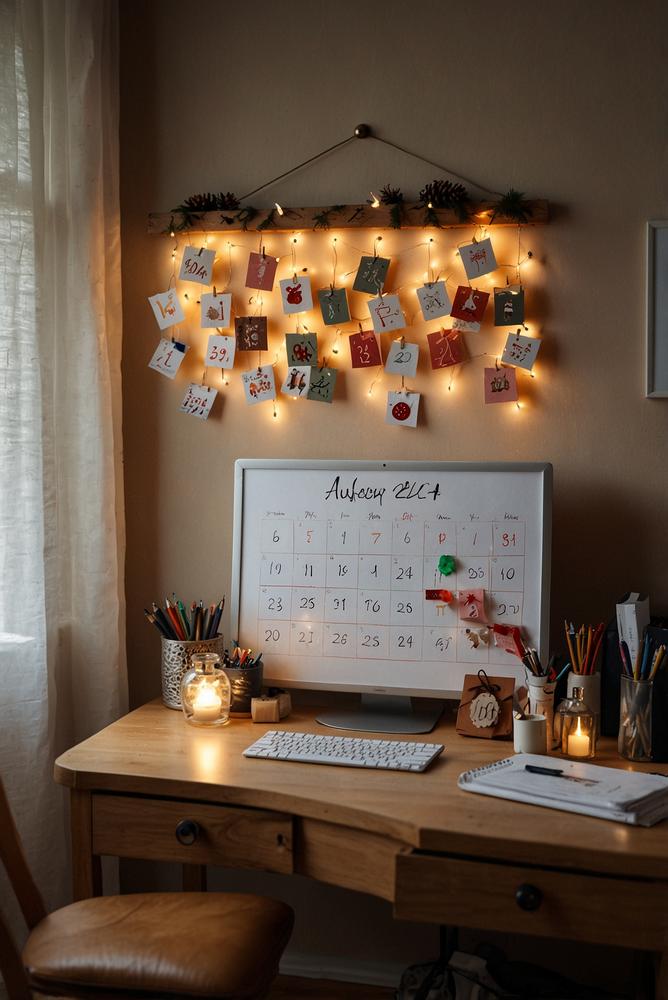 Personalisierter Adventskalender am Home-Office Schreibtisch