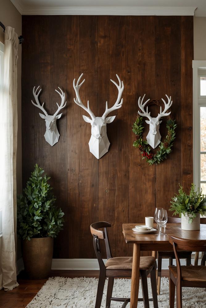 Weihnachtliche Rentier-Silhouetten an heller Esszimmerwand