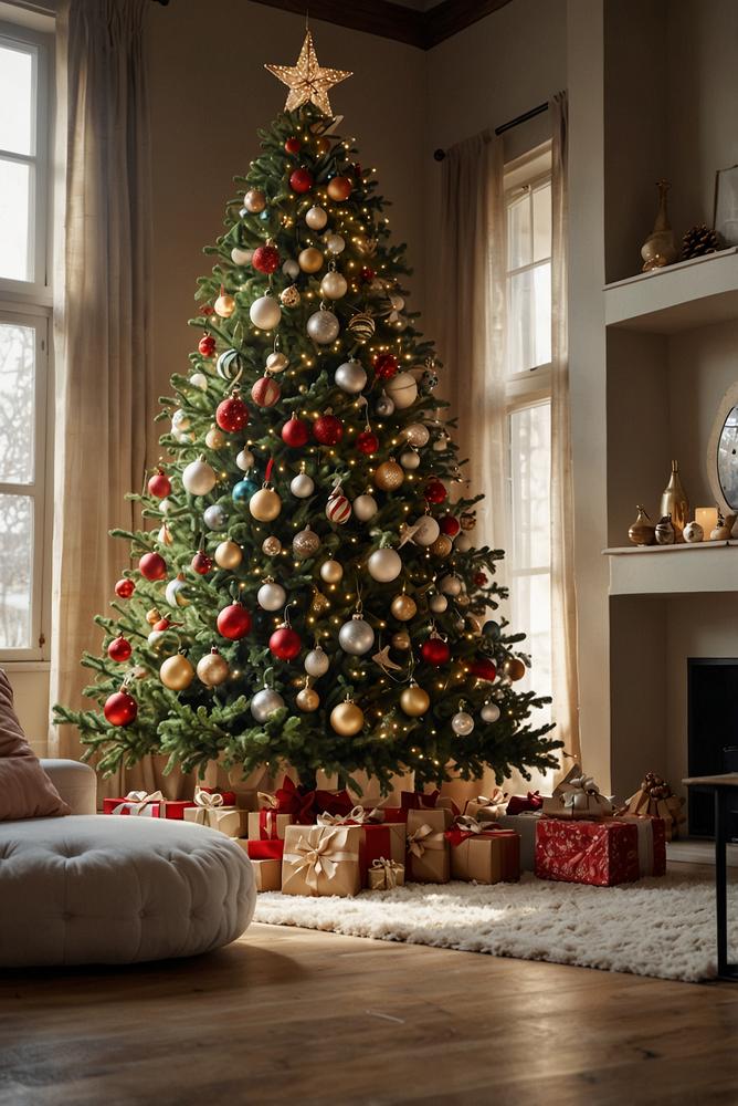 Riesentanne als XXL-Weihnachtsdeko in großem Raum