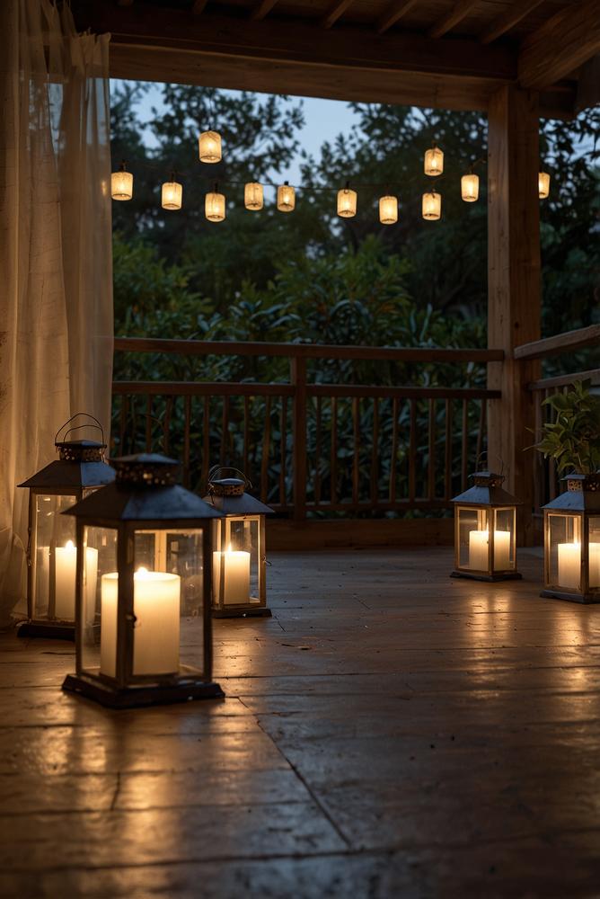 Dezente warme Balkonlichter zur Silvesterdeko