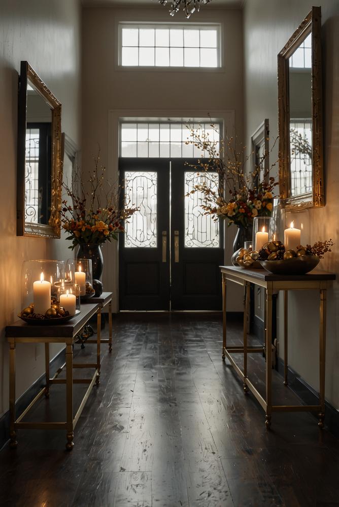 Heller und einladender Eingangsflur mit Silvesterdeko