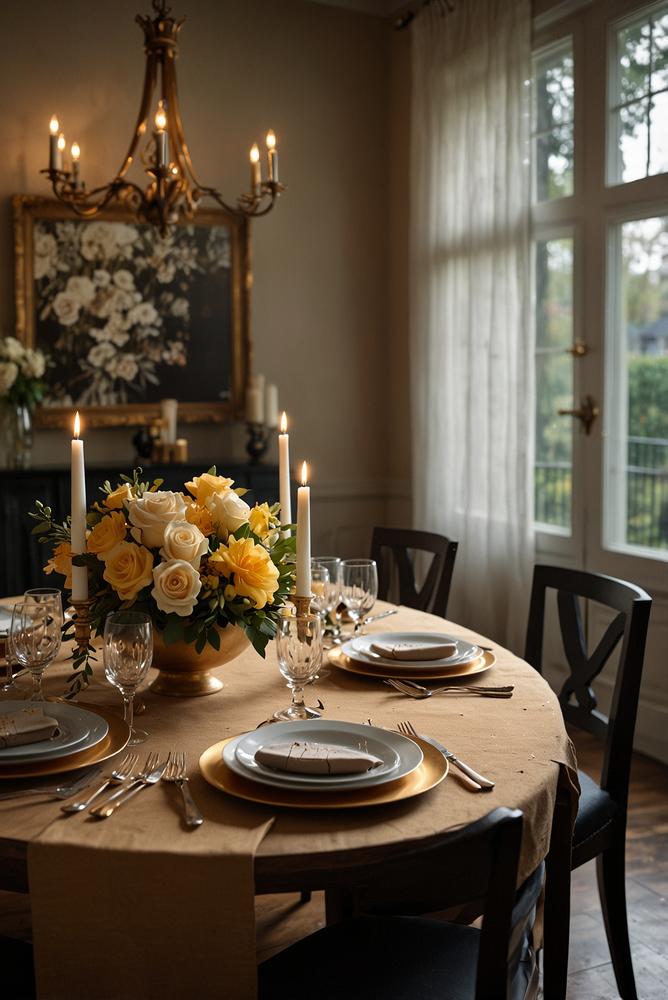 Helle Silvester-Dekoration für den festlichen Esstisch