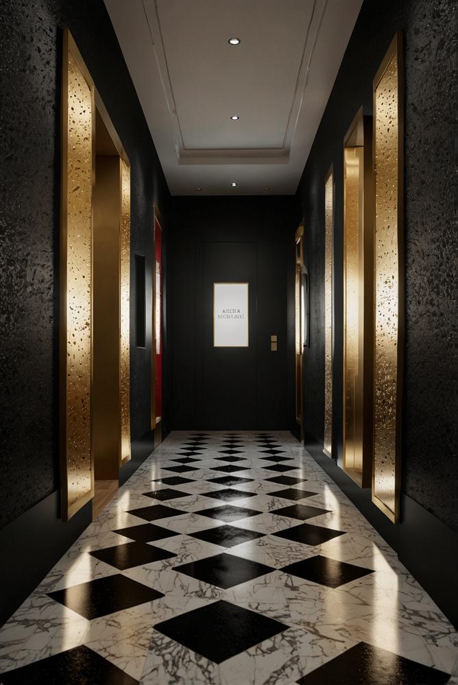 Silvesterdeko Flur mit starken Farbkontrasten