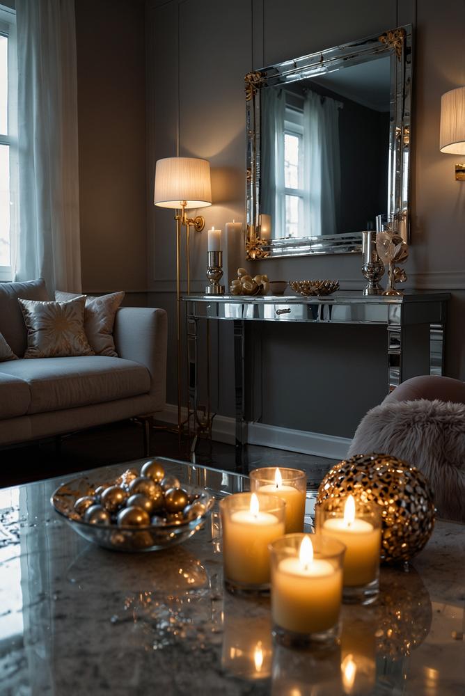 Reflexionsdeko mit spiegeln für kleine Wohnung zu Silvester