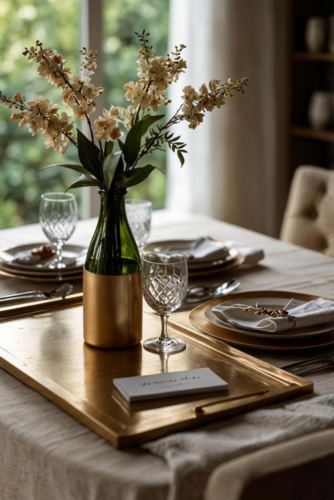 helle silvesterdeko mit platzkarten und serving-flow