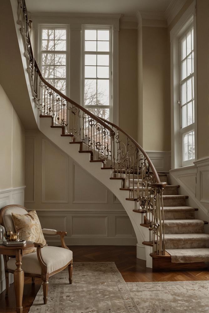 Helles und einladendes Treppenhaus mit Silvesterfarben