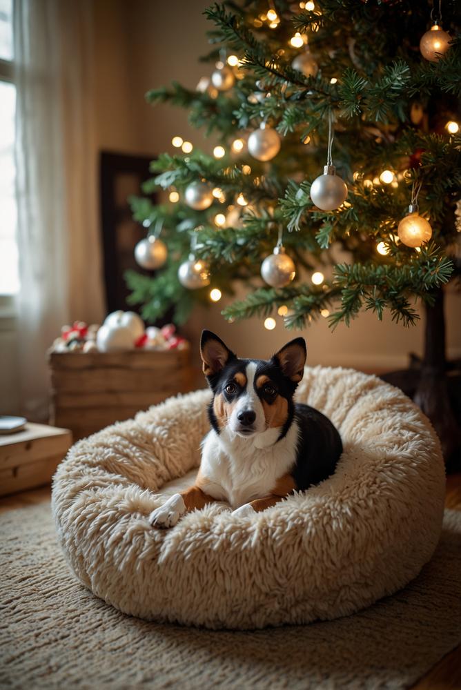 Weihnachtliche Kuschelecke als sicherer Rückzugsort für Haustiere