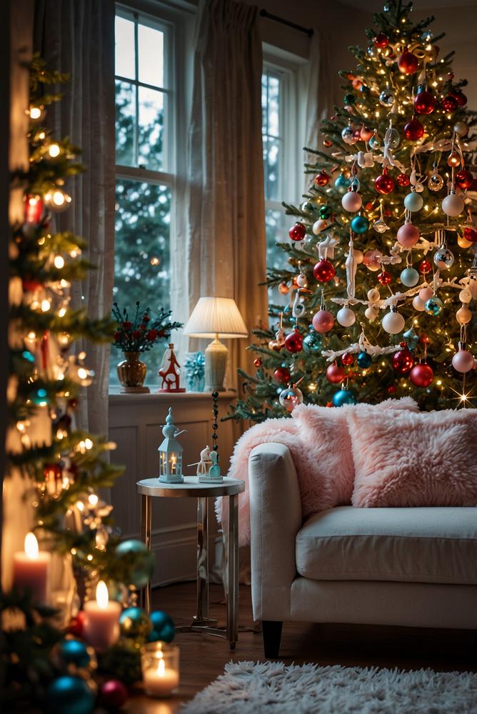 Retro Weihnachtsbaum mit Bubble-Lights und Vintage Ornamenten