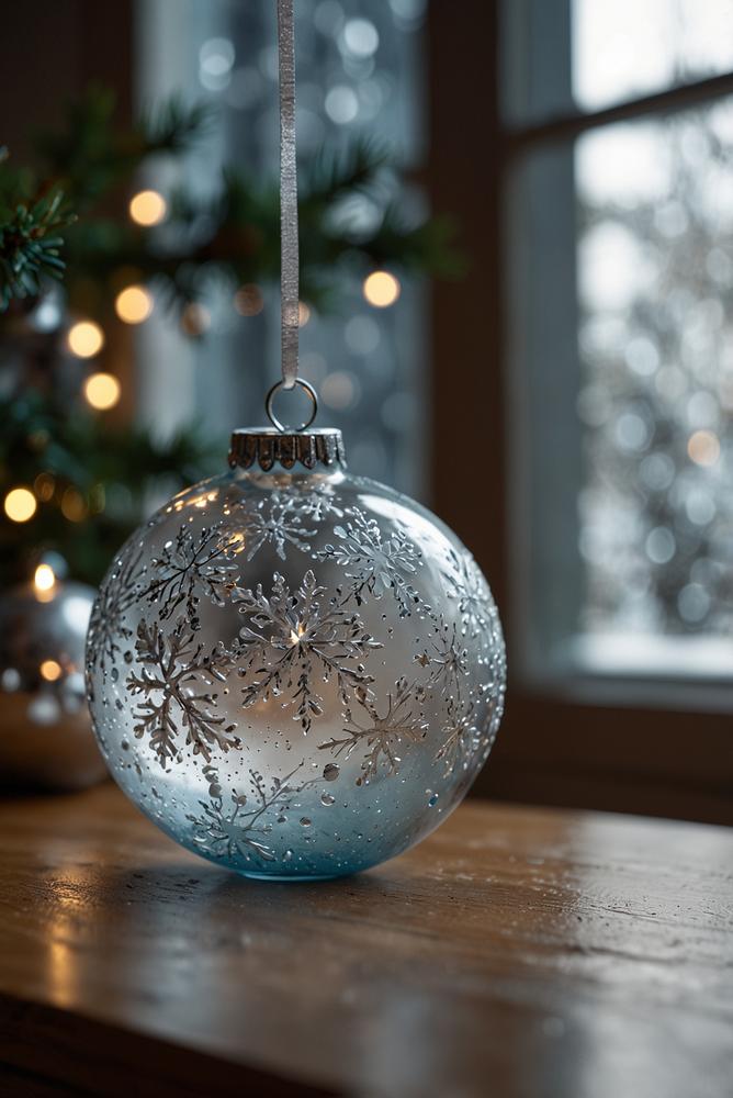 Mattierte Glasornamente in Eisglas-Optik für Weihnachten