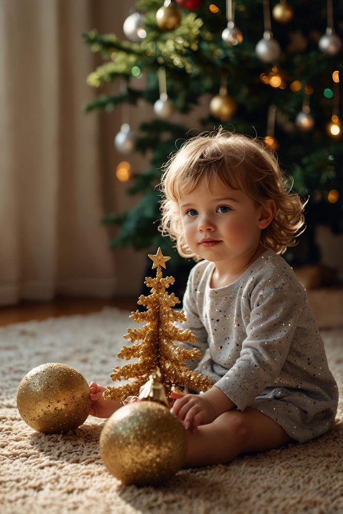 Kinderzimmer mit sicherem Glitzer-Mini-Weihnachtsbaum hell und festlich