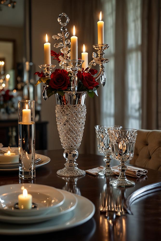 Glamouröse Weihnachtsdeko mit Kristallglas und Spiegelakzenten