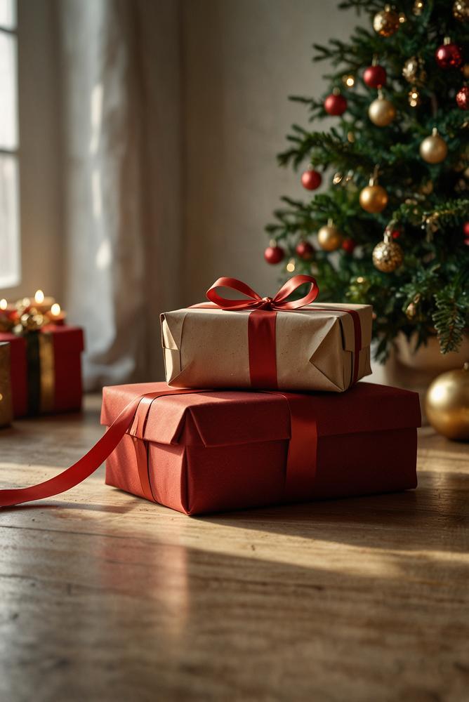 Festliche Geschenkverpackungen rot gold mit Wachssiegel