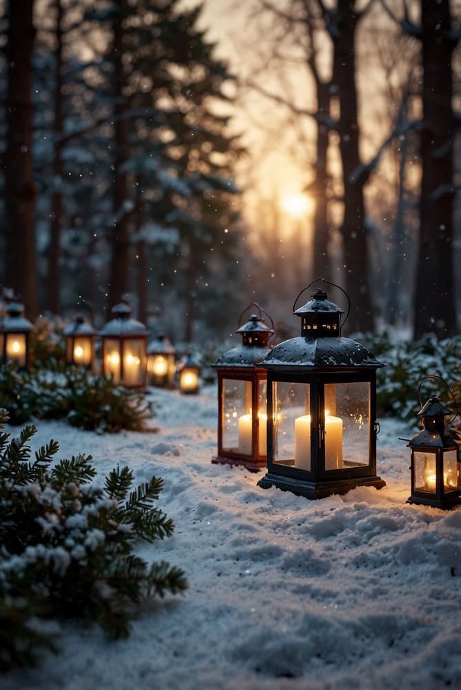 Wetterfeste Glaslaternen als Outdoor-Weihnachtsbeleuchtung im Winter