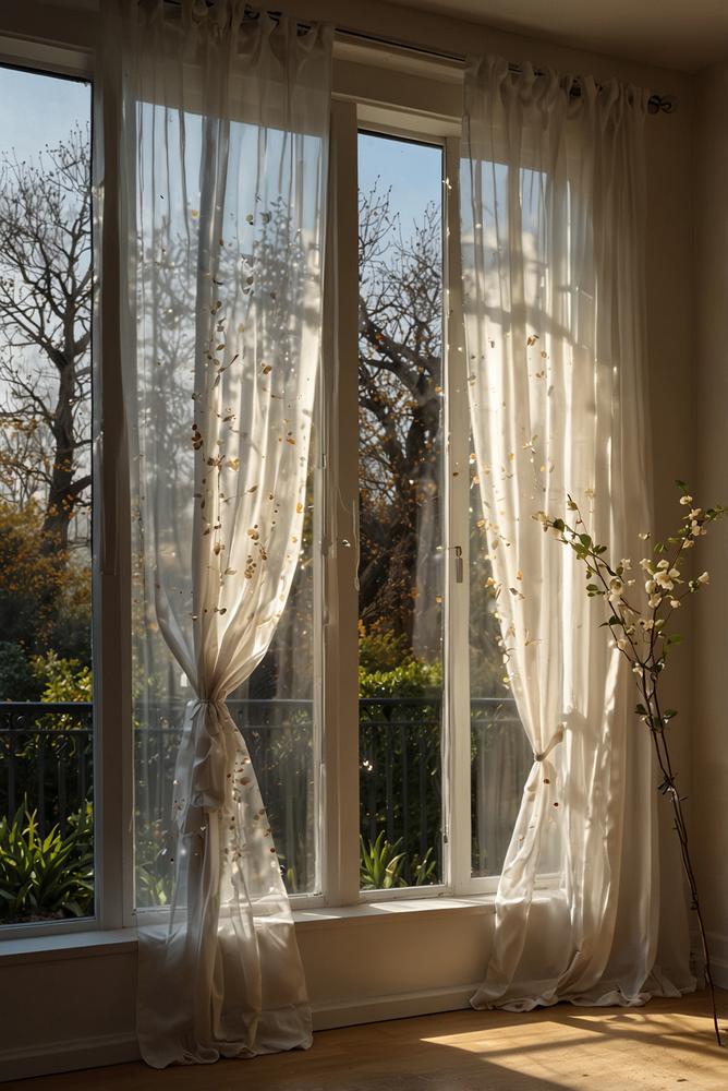 Helle Lichtergirlande am Fenster ohne Tannengruen