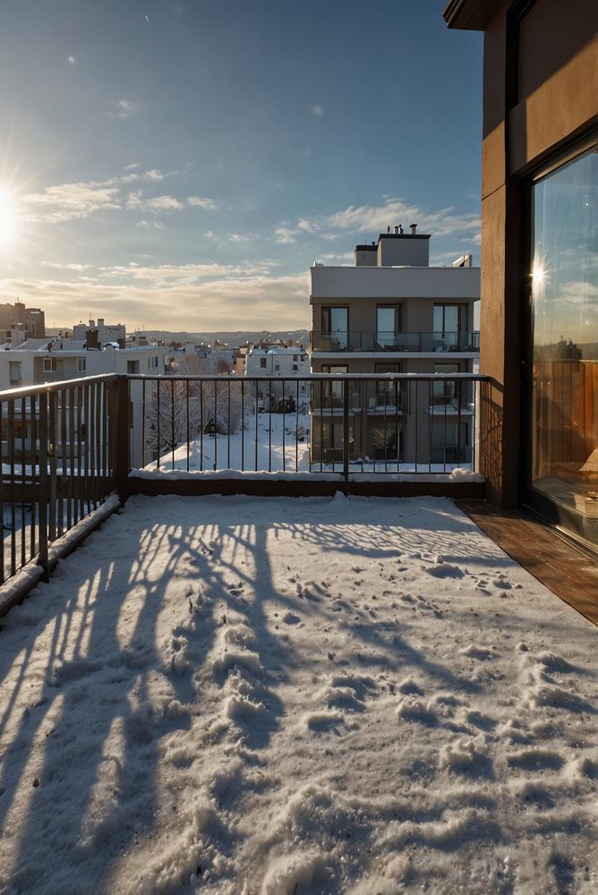 Beheizbare Balkonfußmatte gegen Eisbildung im Winter