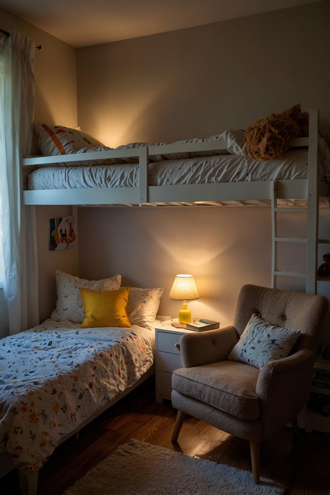 Bettseitige Leselampe am Etagenbett im Kinderzimmer