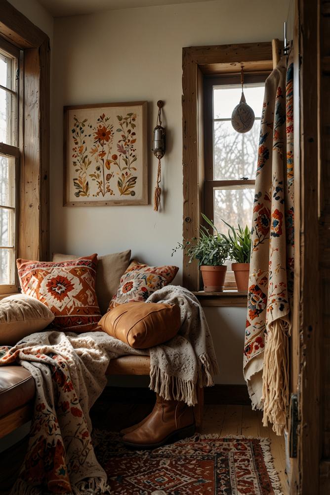 Heller Winter-Boho-Stil mit besticktem Mantel und Cape