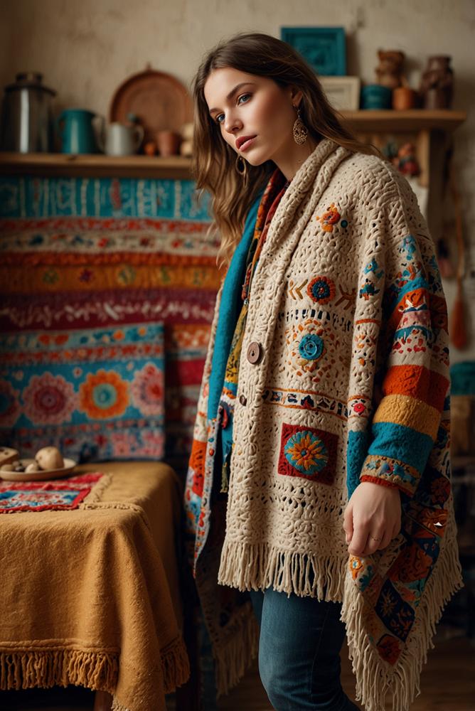 Boho-Upcycling alter Mäntel und Pullover im Winter