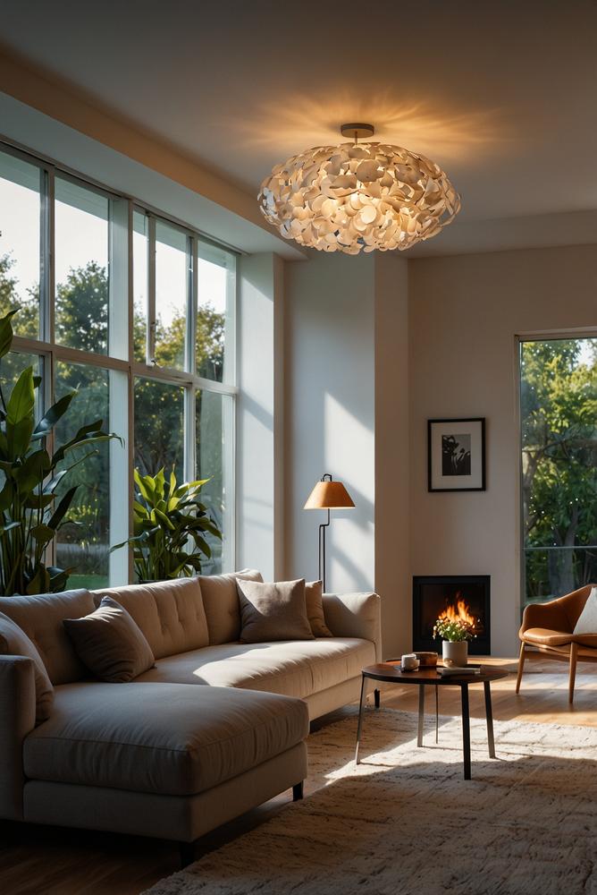 modernes Wohnzimmer mit energiesparender LED-Beleuchtung