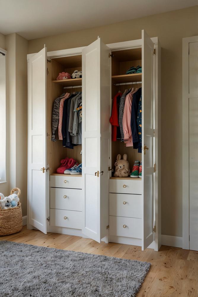 Maßgeschneiderter Einbauschrank im kleinen Kinderzimmer