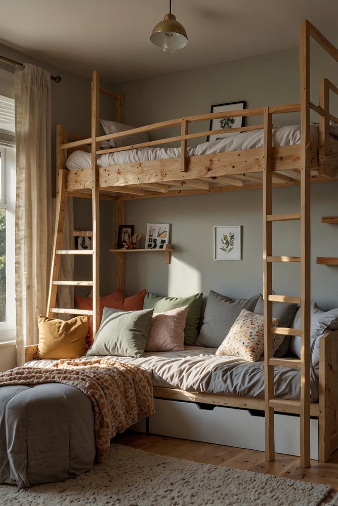 Helles, modernes Etagenbett im kindlichen Schlafzimmer