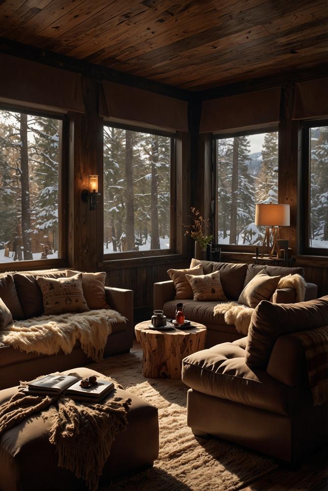 Heimkino-Ecke in rustikaler Berghuette