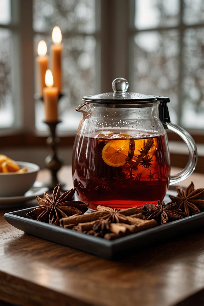 Winterliche heiße Getränke Station im Esszimmer, hell und einladend