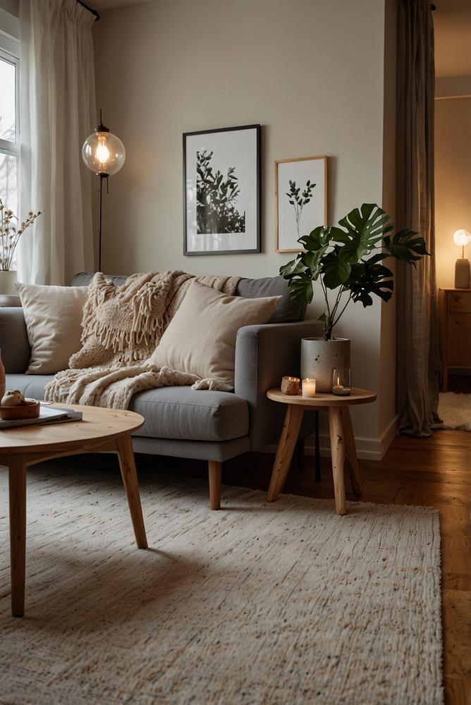 Gemütliche Kuschelecke mit dekorierter Wand und warmem Licht