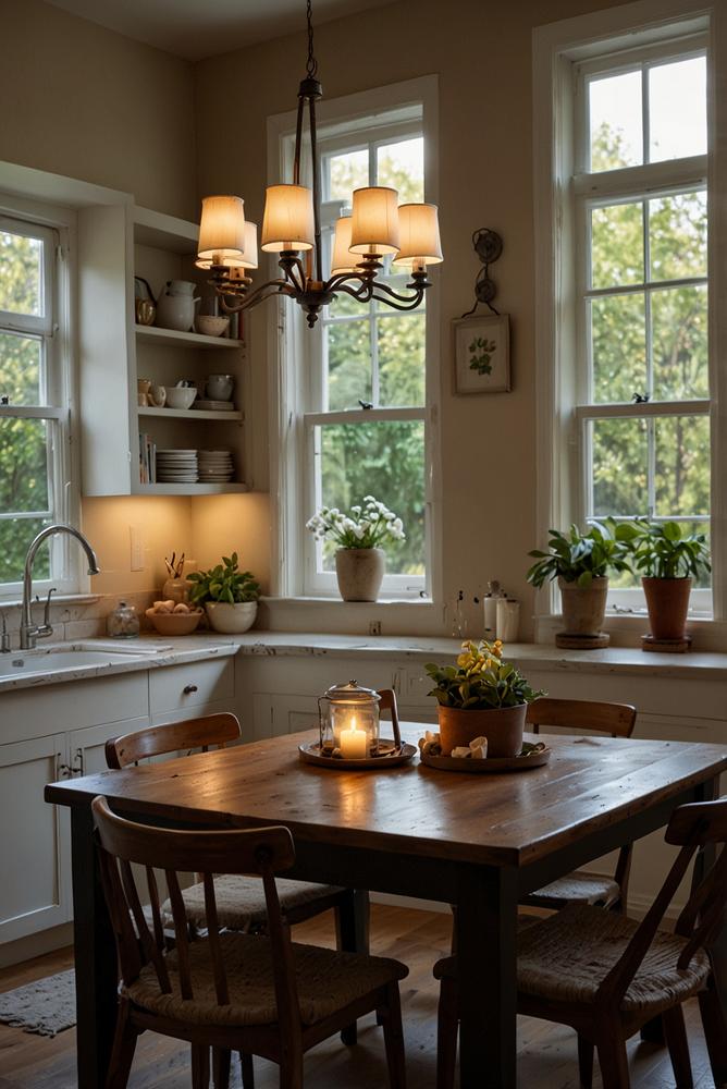 Gemütliche Lichtinseln in der winterlichen Küche