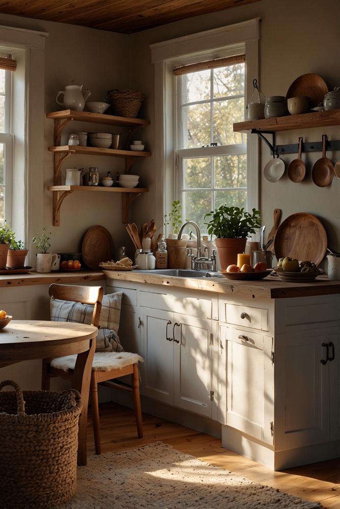 Helle gemütliche Nischen-Sitzbank in moderner Winterküche