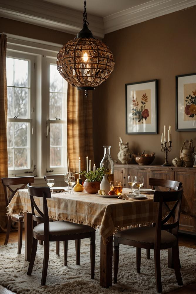 Esszimmer mit weichen Plaids und Sitzkissen winterlich gestaltet