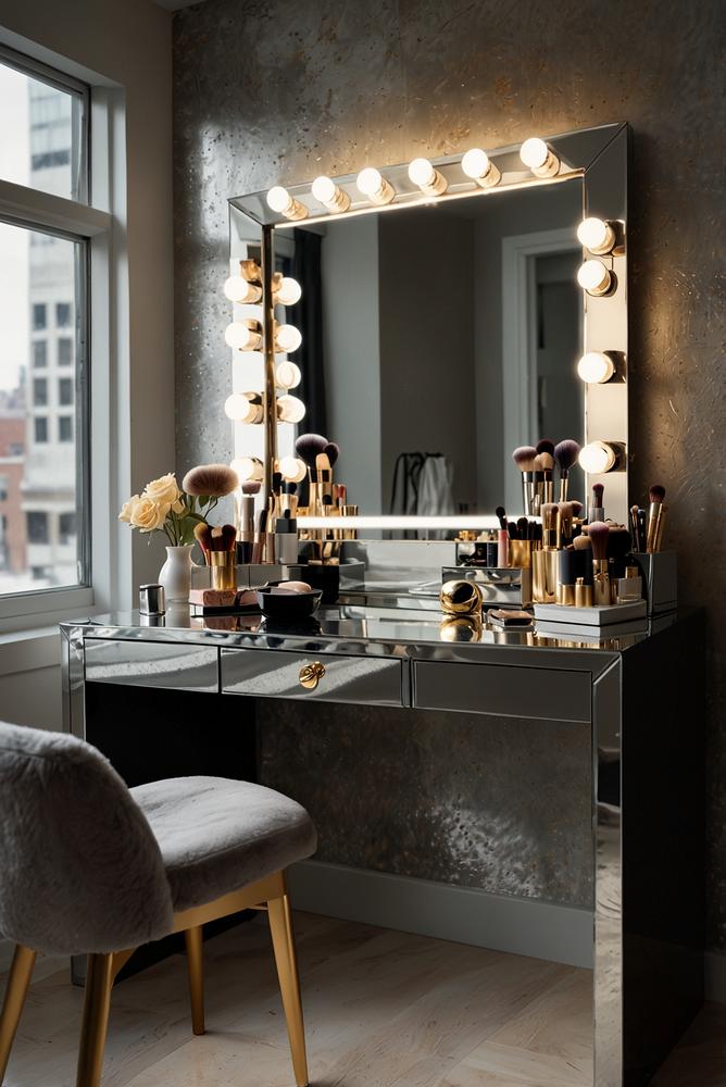 Glamouroes Make-up mit silbernen und goldenen Akzenten