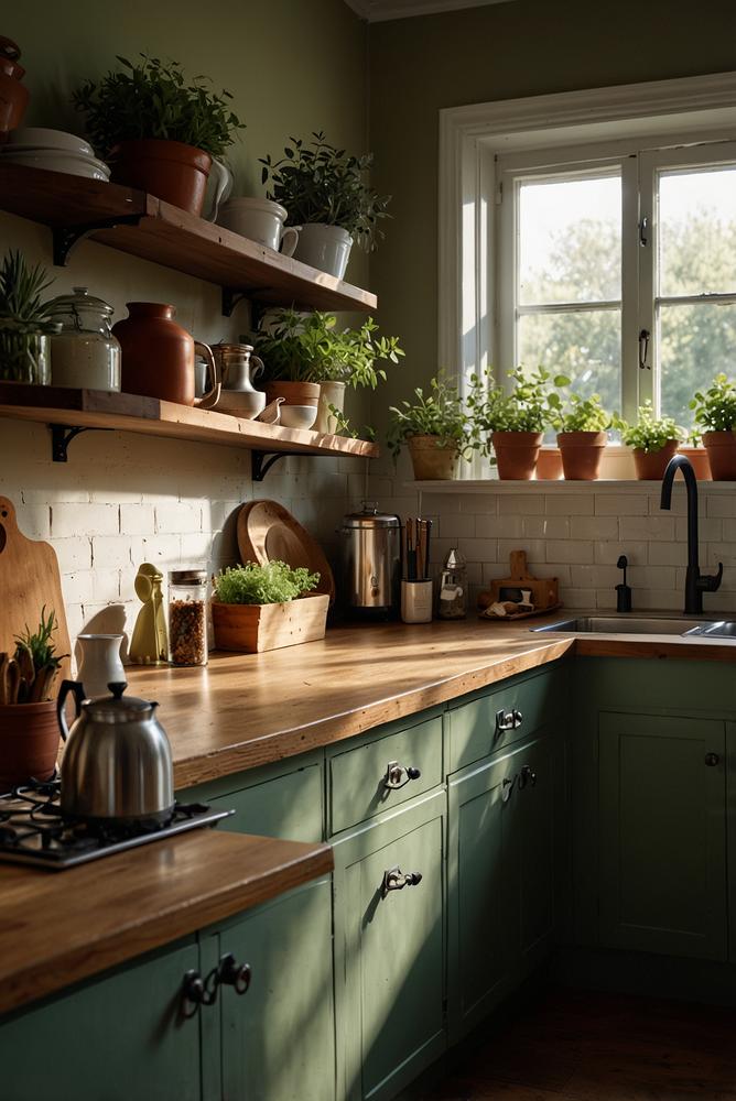 Gemütliche heiße Getränke Station in winterlicher Küche