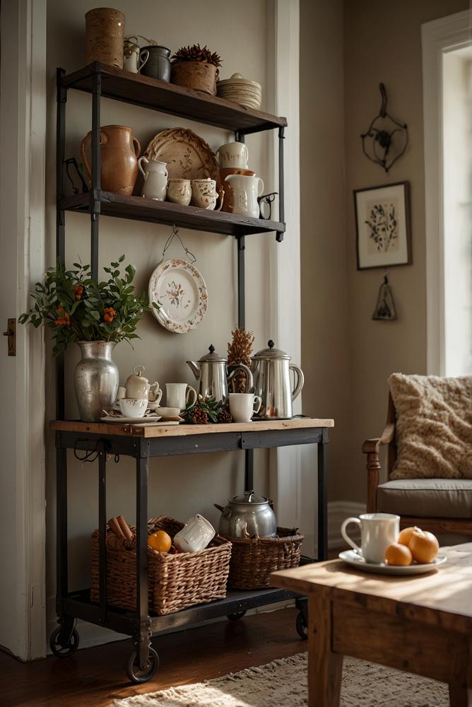 Hell und einladend dekorierte Heißgetränke-Station im Esszimmer