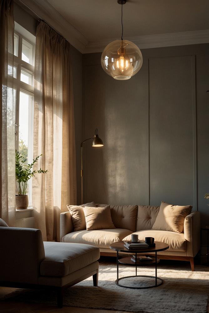 Wohnzimmer mit warmen und kalten Lichtfarben für Gemütlichkeit