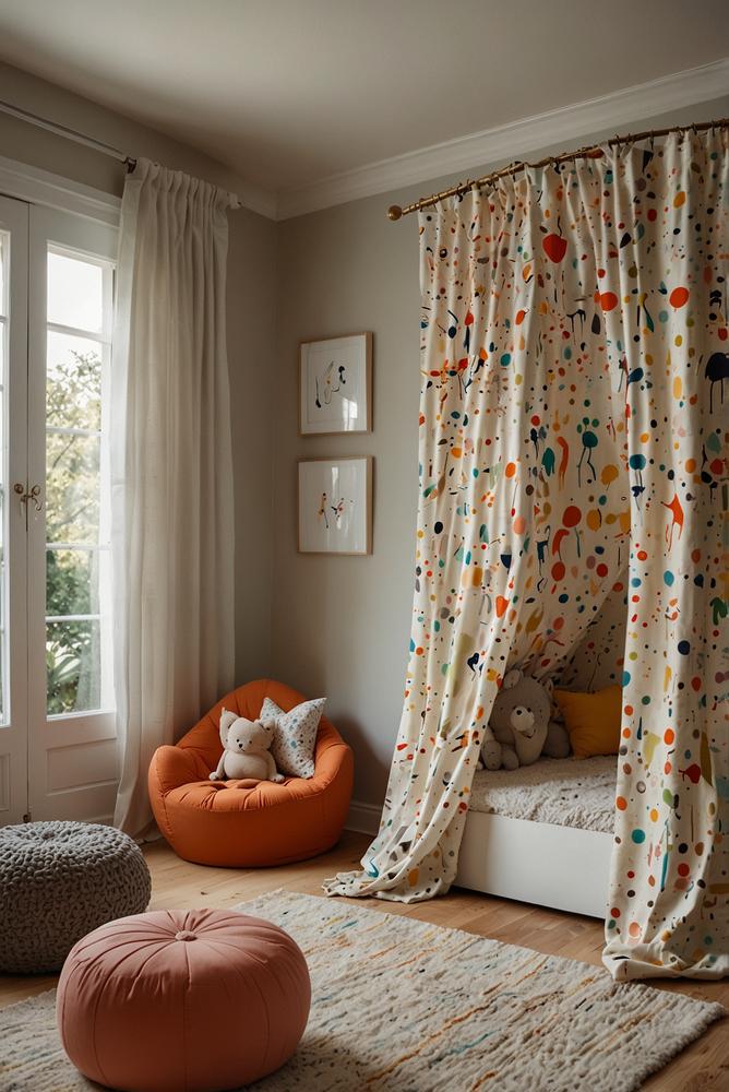 Kinderzimmer Vorhang als Raumteiler hell und freundlich