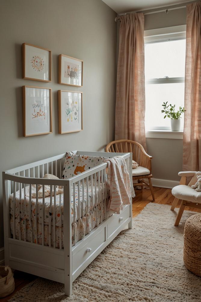 Helles Kinderzimmer mit Wickelkommode und Babybereich
