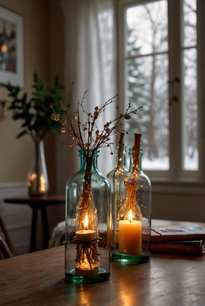 Lichterkette in Glasflaschen als stilvolle DIY-Tischleuchten