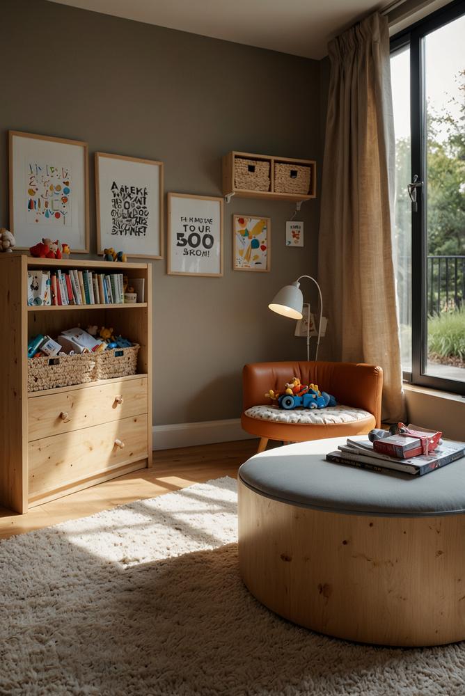 Helles Kinderzimmer mit multifunktionalem Rollcontainer