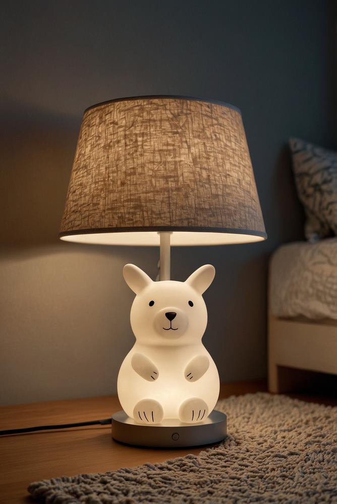 Nachttischlampe mit USB-Anschluss im hellen Kinderzimmer