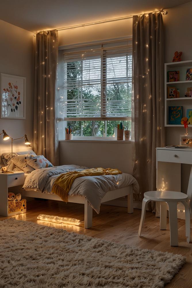 Sanfte Bodenbeleuchtung im gemütlichen Kinderzimmer