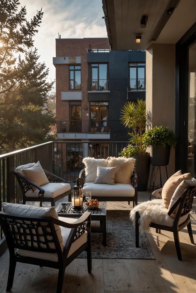 Gas-Heizkorb auf winterlichem Balkon sicher genutzt