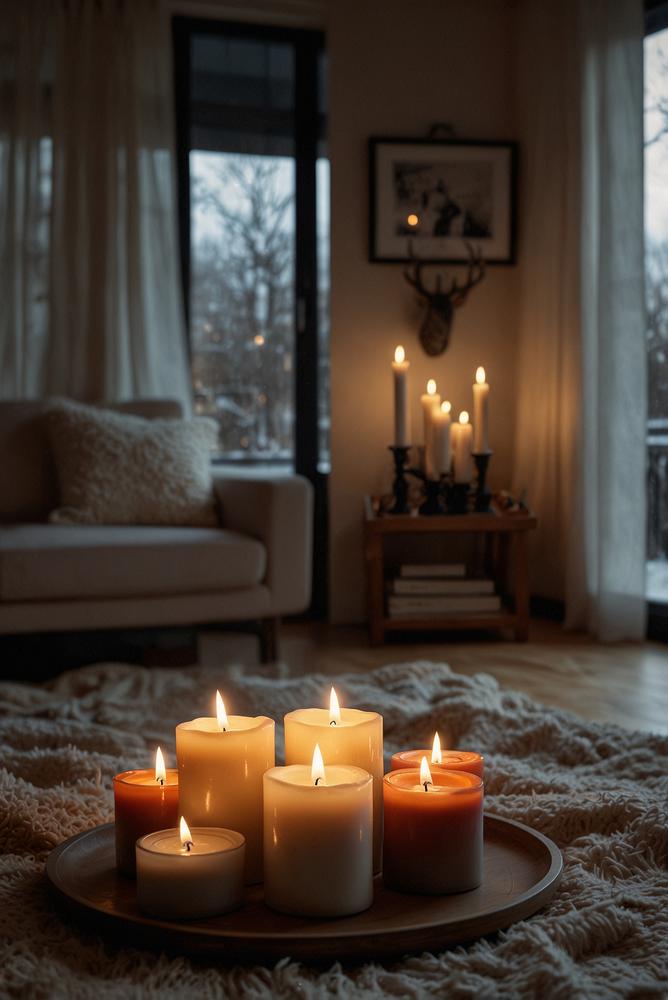 Sicherer Kerzenplatz für warme Winteratmosphaere