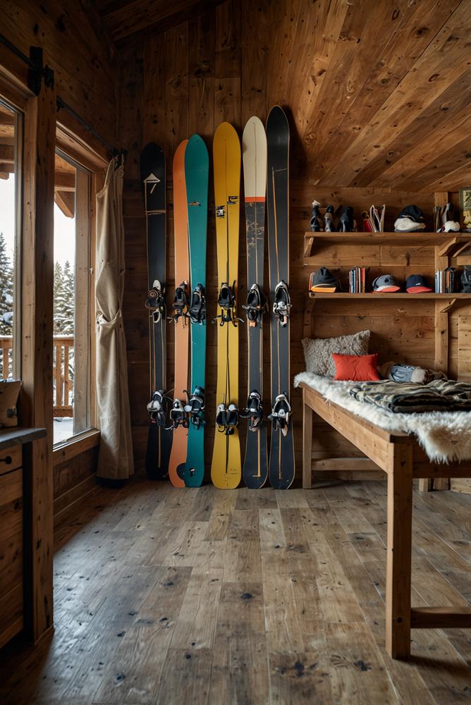 Heller Skiraum mit Schuhheizung in rustikaler Berghuette
